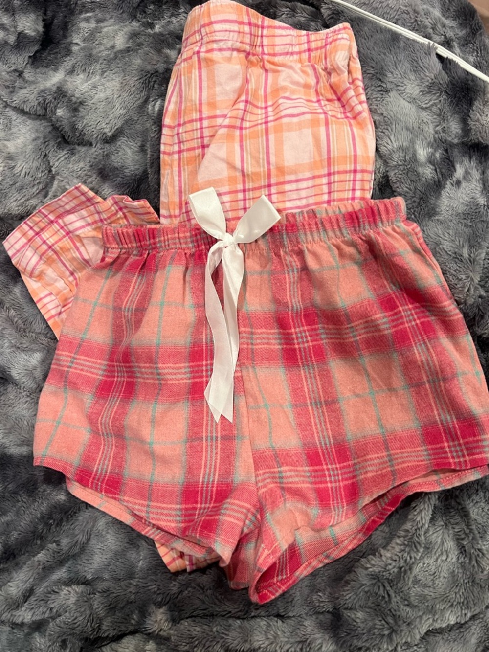 Girls Pink Plaid Pull-On Shorts with Bow